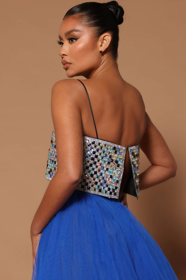 Glamour Shot Embellished Crop Top
