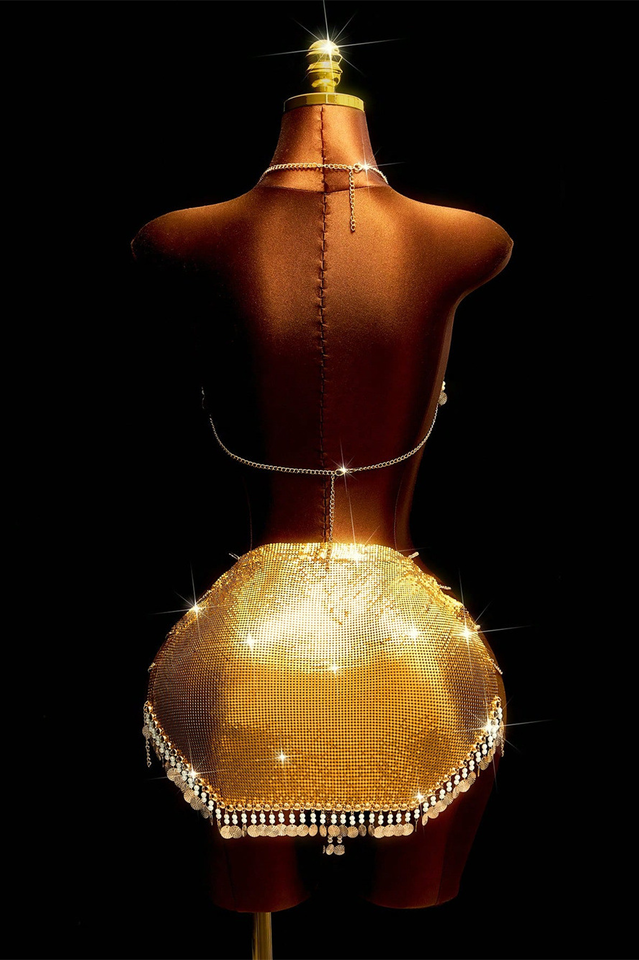 Tassel Sequin Chainmail Skirt Set