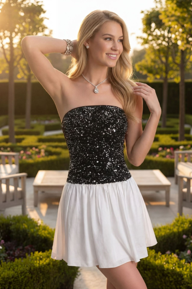 Sequin Strapless Mini Dress