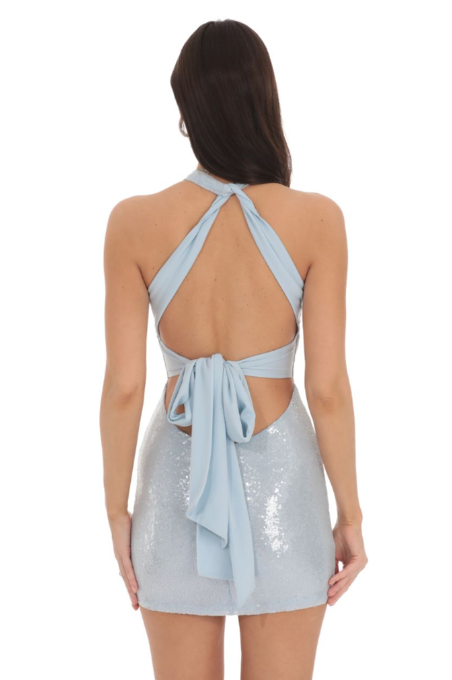 Sequin Twist V-Neck Bodycon Dress