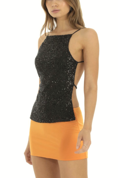 Sequin Open Back Top