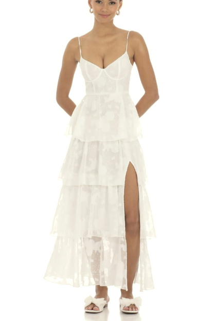Floral Ruffle A-line Maxi Dress