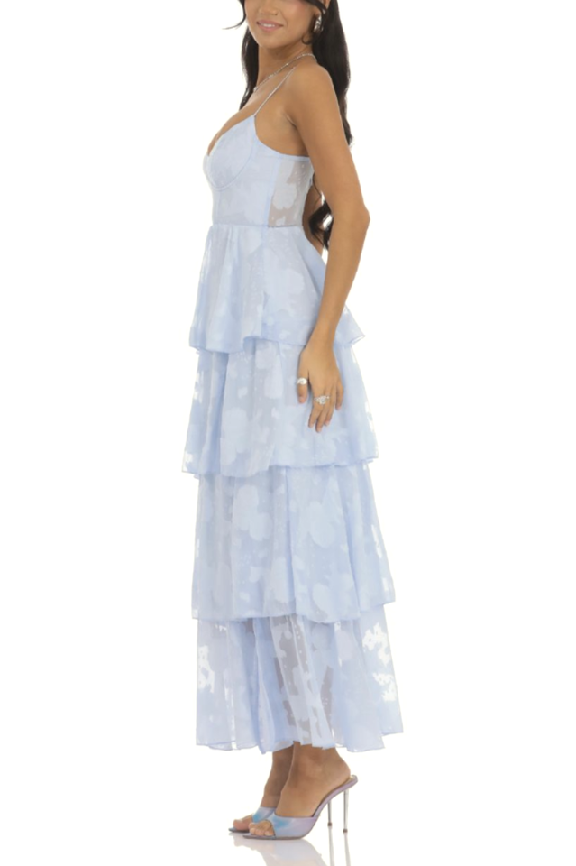 Floral Ruffle A-line Maxi Dress