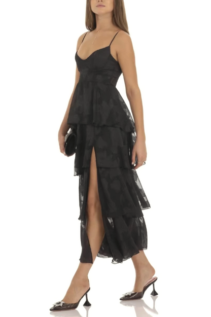 Floral Ruffle A-line Maxi Dress