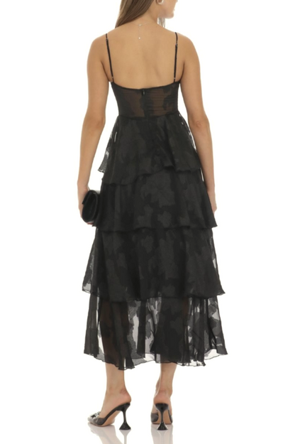 Floral Ruffle A-line Maxi Dress