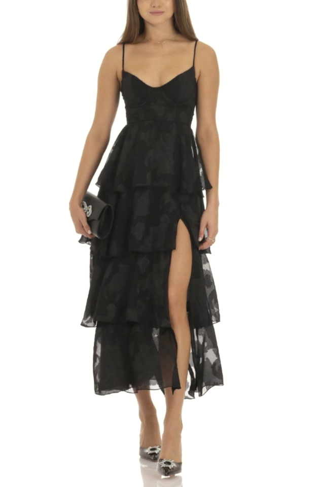 Floral Ruffle A-line Maxi Dress