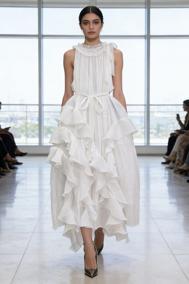 Riviera Asymmetric Maxi Dress