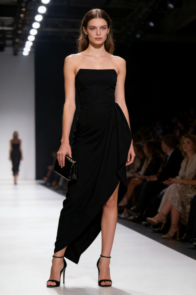 Wanda White Asymmetrical Ruched Midi Dress