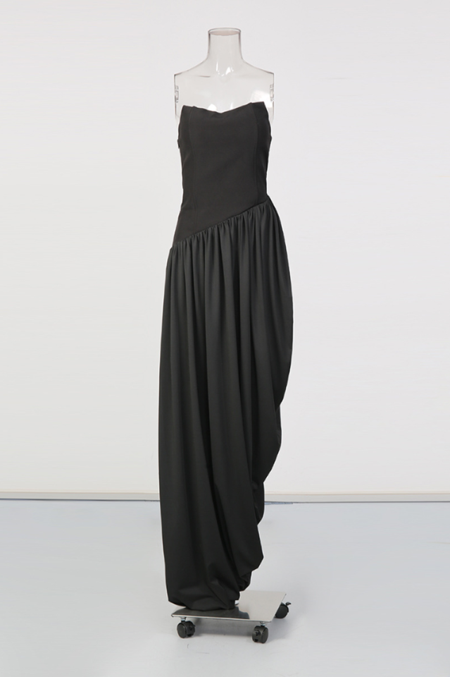 Wanda White Asymmetrical Ruched Midi Dress