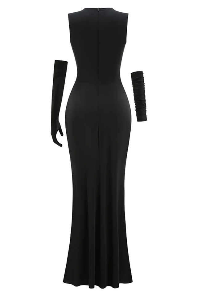 Sequin Detail Mxai Dress With Gloves