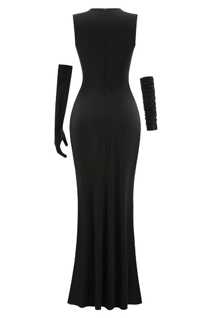 Sequin Detail Mxai Dress With Gloves