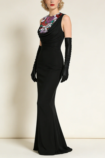 Sequin Detail Mxai Dress With Gloves