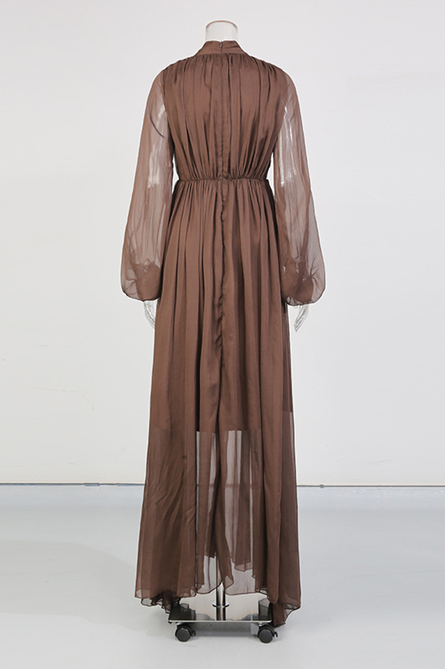 V-Neck Beaded Sheer Maxi Dress