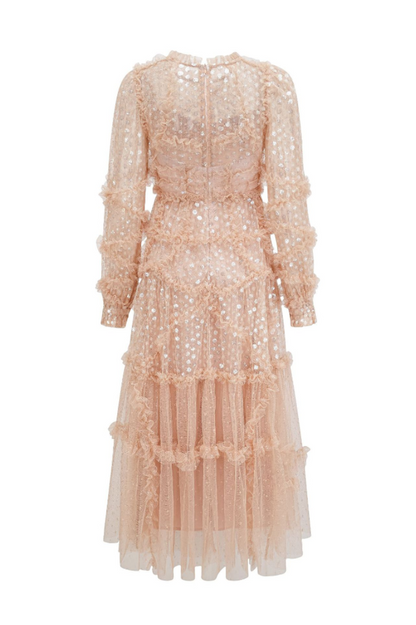 Polka Dot Sequin Embellishment Tulle Dress