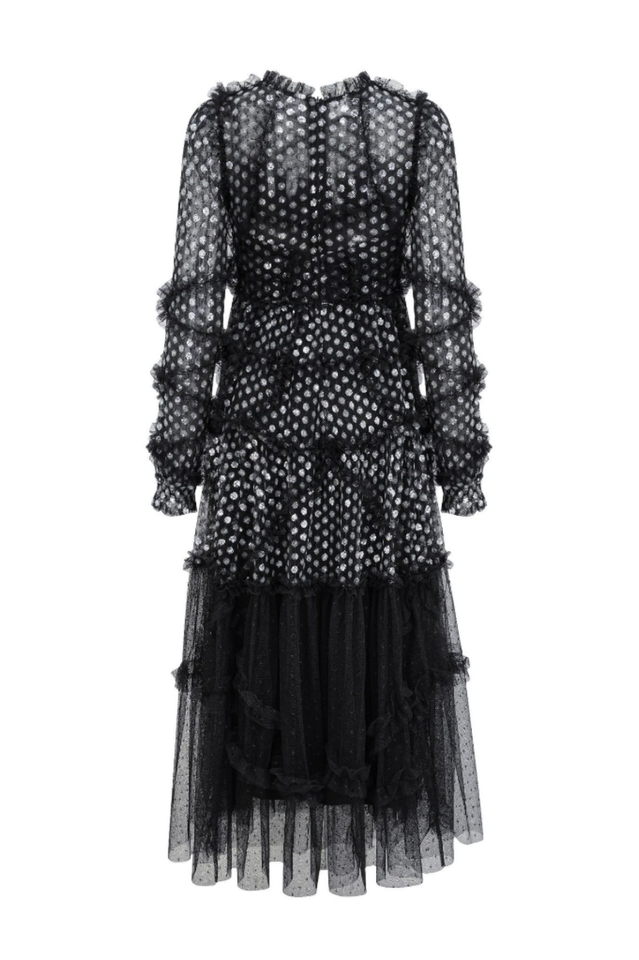 Polka Dot Sequin Embellishment Tulle Dress