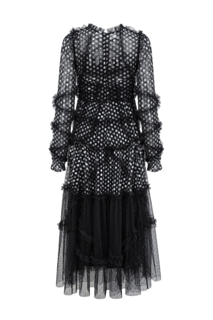 Polka Dot Sequin Embellishment Tulle Dress