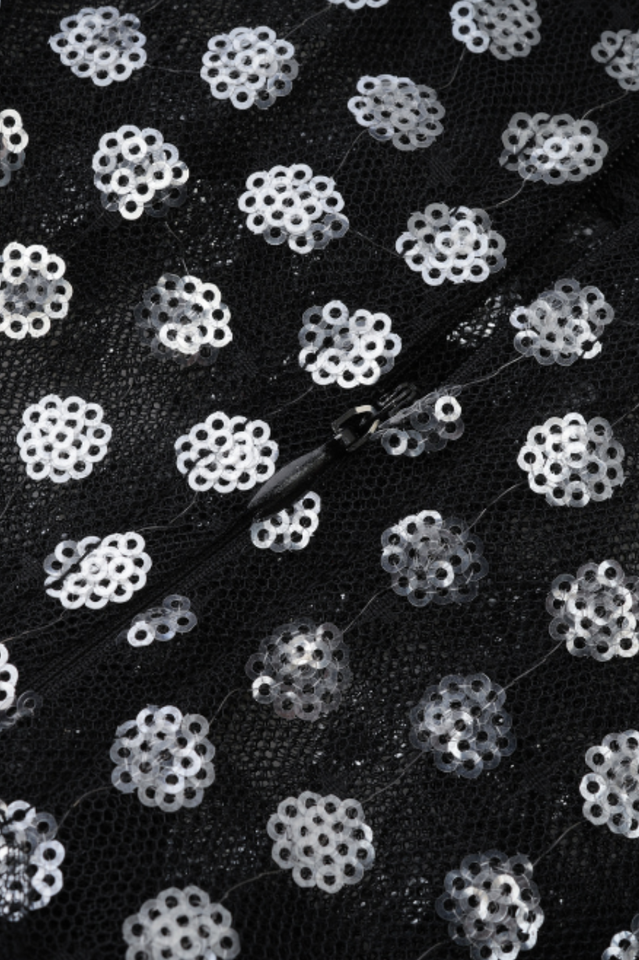 Polka Dot Sequin Embellishment Tulle Dress