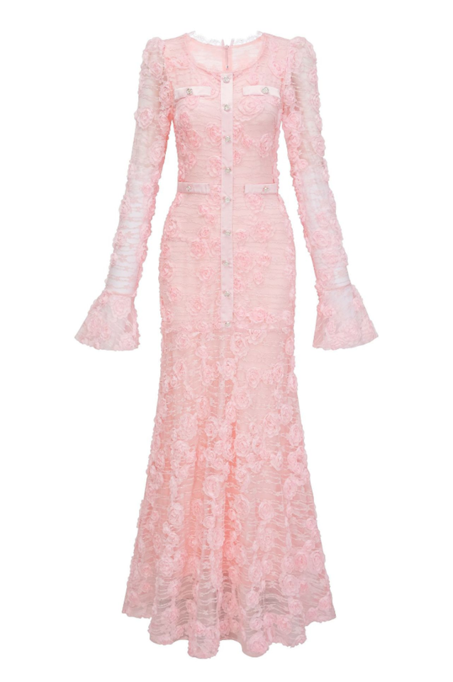 Grace 3D Rose Mermaid Maxi Dress