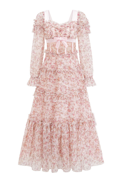 Zafirk Floral Long Sleeve Midi Dress