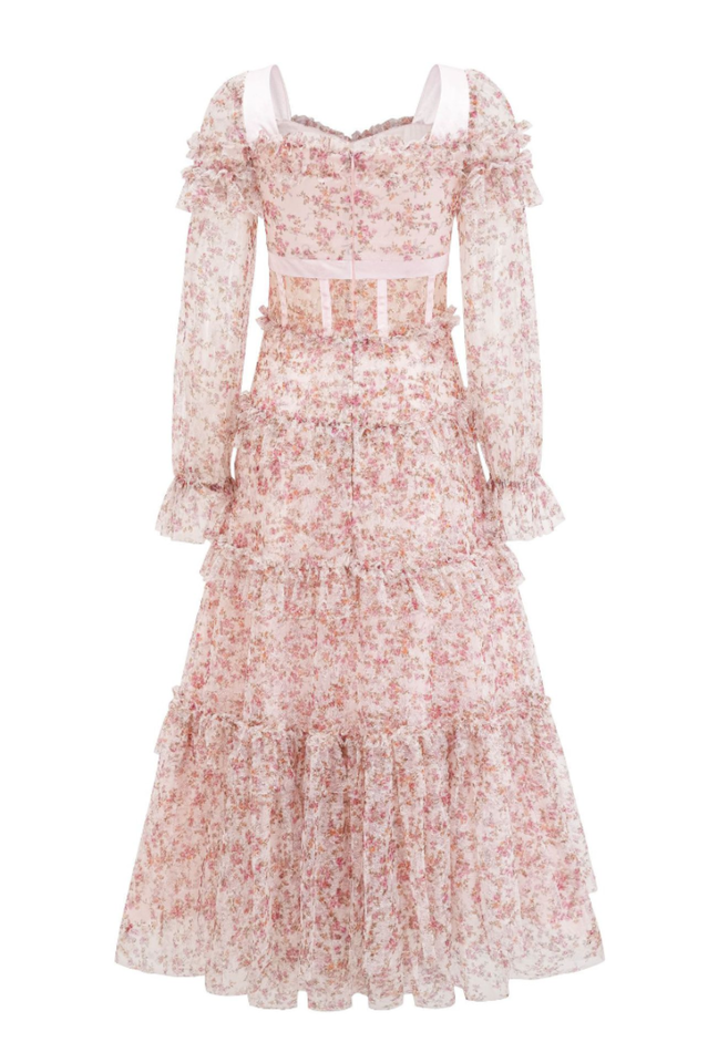 Zafirk Floral Long Sleeve Midi Dress