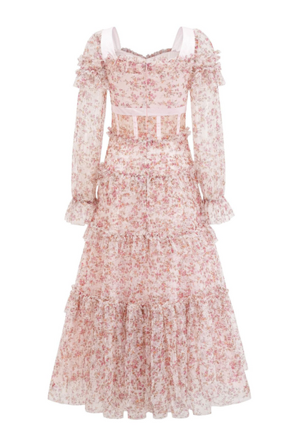 Zafirk Floral Long Sleeve Midi Dress