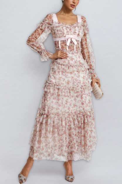 Zafirk Floral Long Sleeve Midi Dress