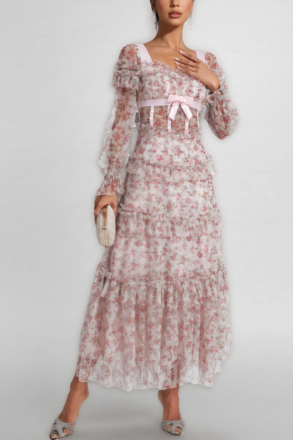 Zafirk Floral Long Sleeve Midi Dress