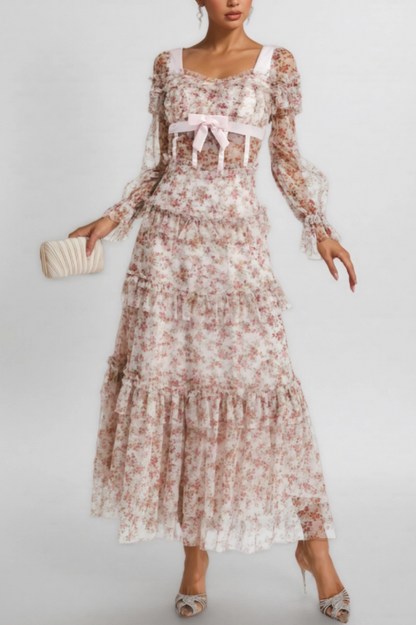 Zafirk Floral Long Sleeve Midi Dress