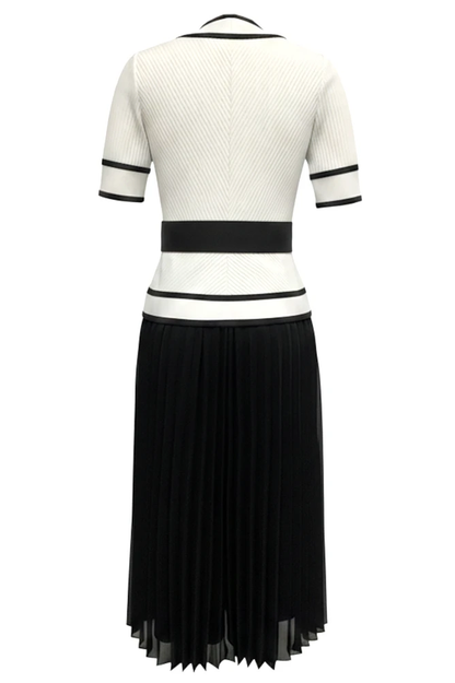 Short Sleeve Pleated Midi Dress