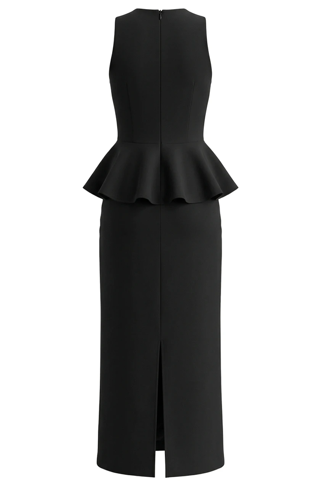 Crystal Detail Peplum Maxi Dress