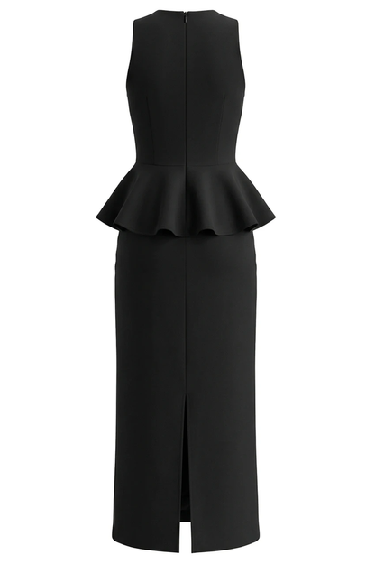 Crystal Detail Peplum Maxi Dress