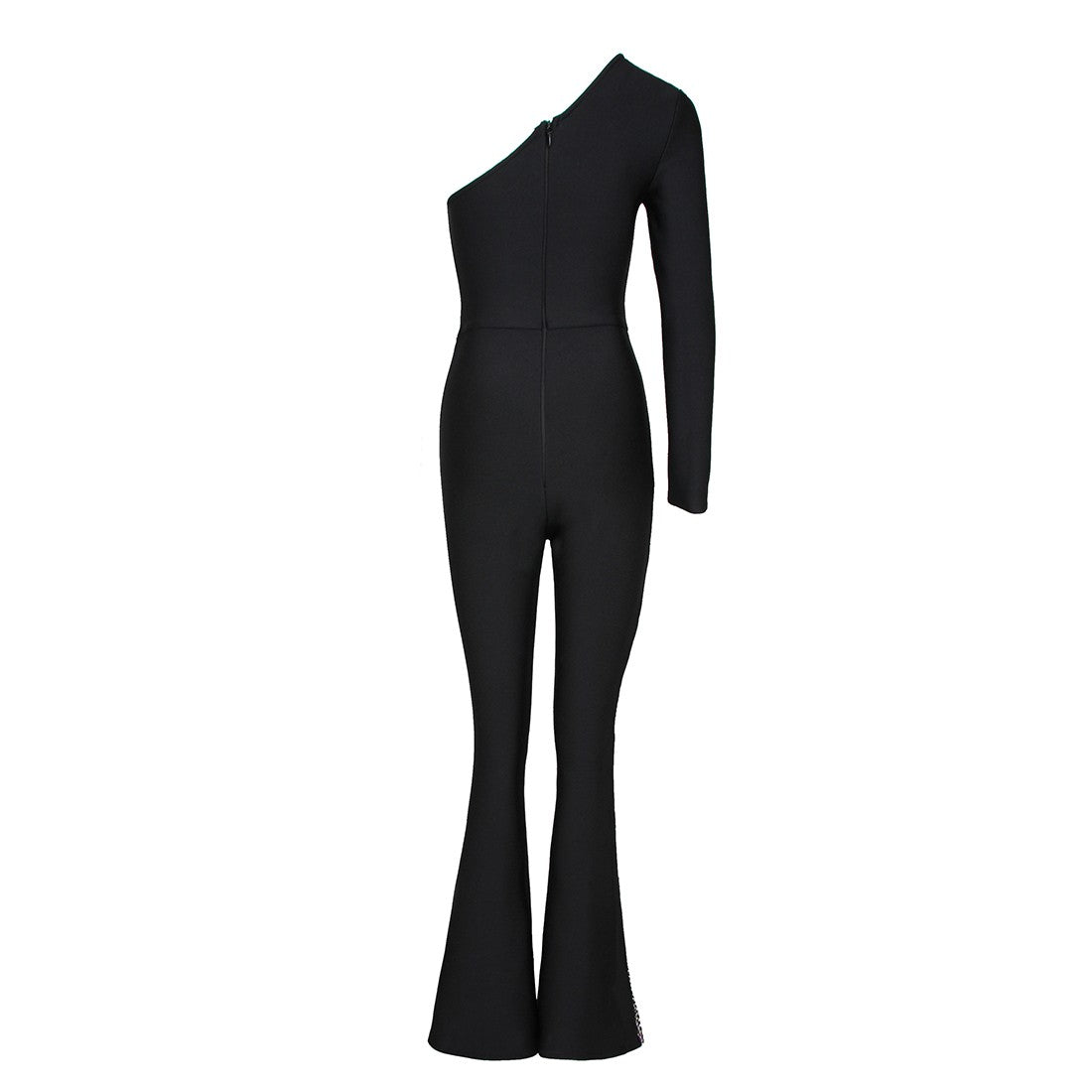 RACHELLE One Shoulder Long Sleeve Asymmetrical Bandage Jumpsuit