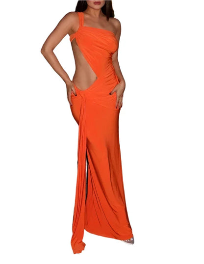 RAI Sexy Asymmetric Maxi Dress ORANGE