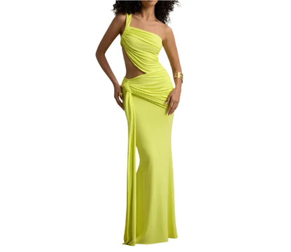 RAI Sexy Asymmetric Maxi Dress GREEN