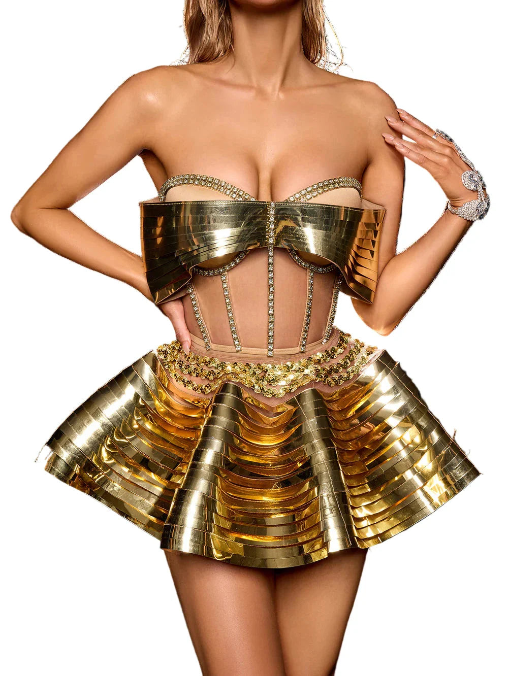 ROBERTA Metallic Texture Corset an Tutu Set