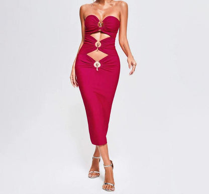 RONNIE Sexy Rings Bandage Dress PINK