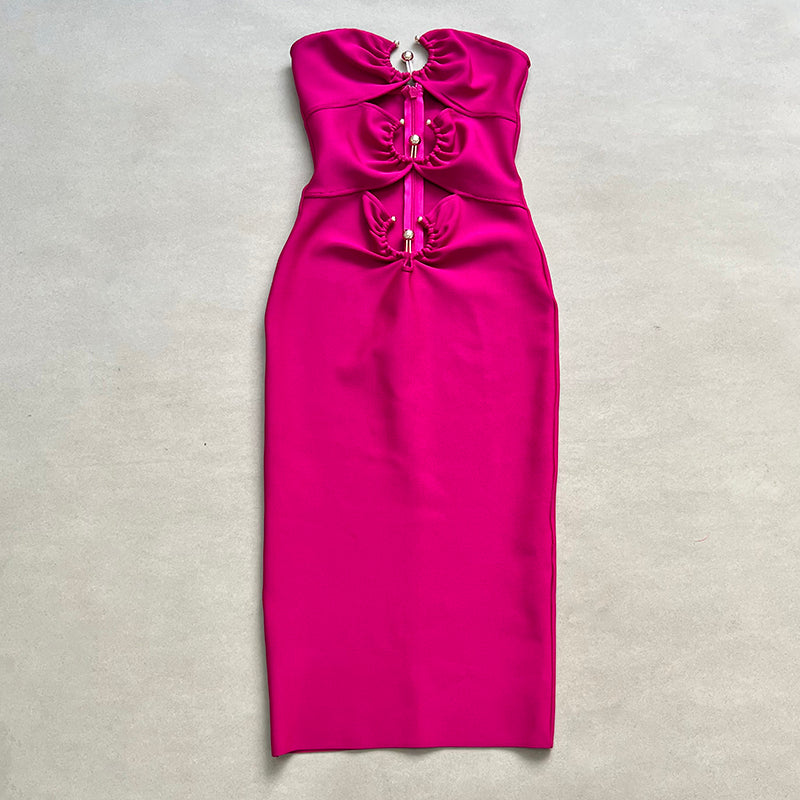 RONNIE Sexy Rings Bandage Dress
