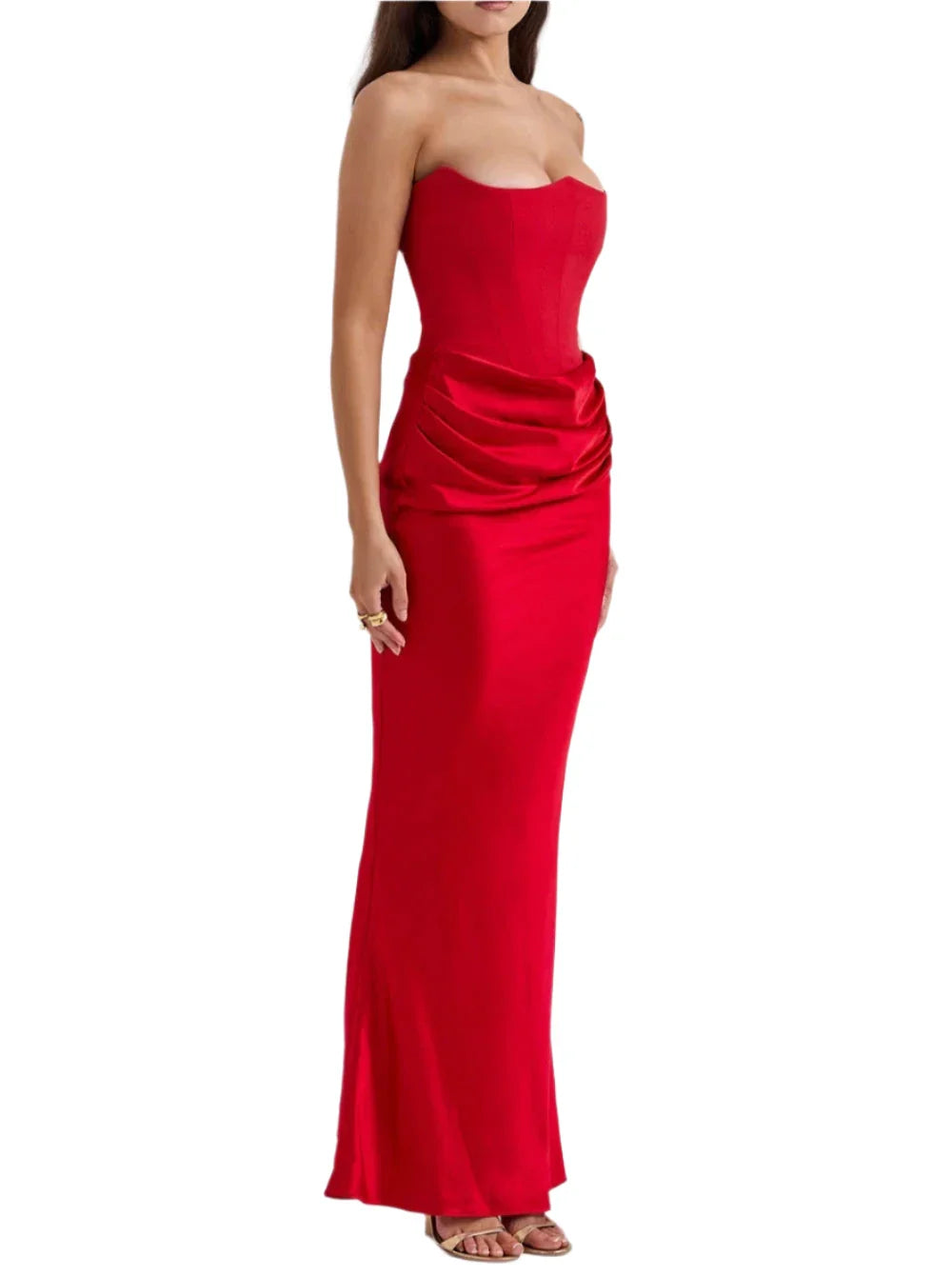 KUBRA Strapless Satin Maxi Dress