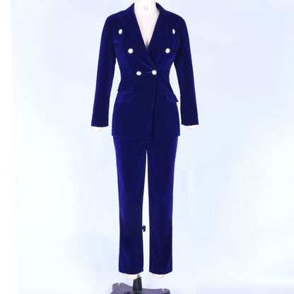 BERTA V Neck Long Sleeve 2 Piece Suit