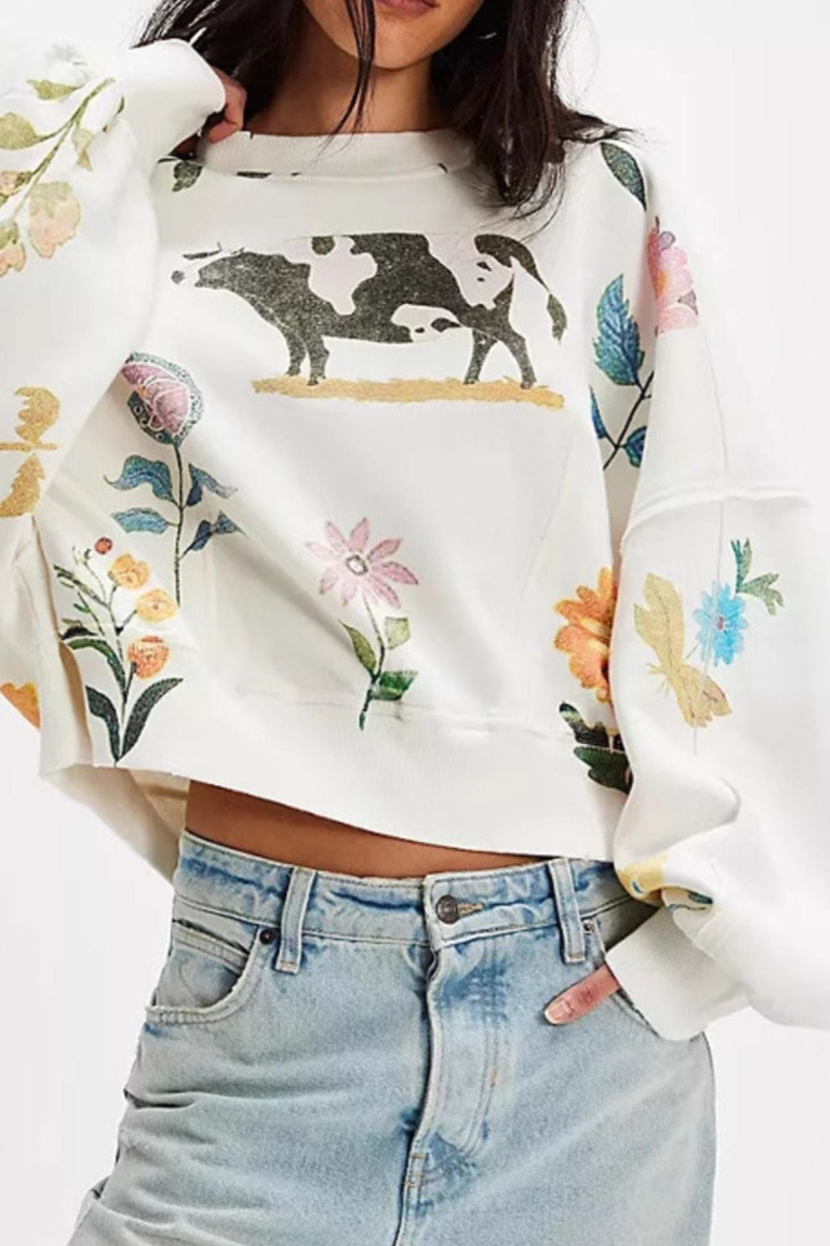 Graphic Printed Dropped Shoulder Sweatshirt