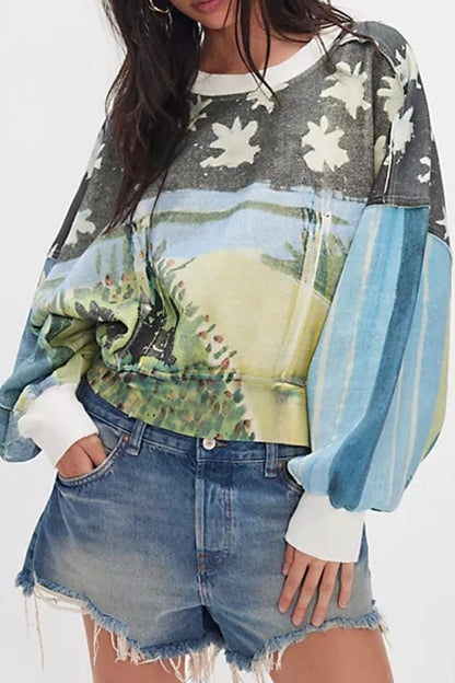Graphic Printed Dropped Shoulder Sweatshirt