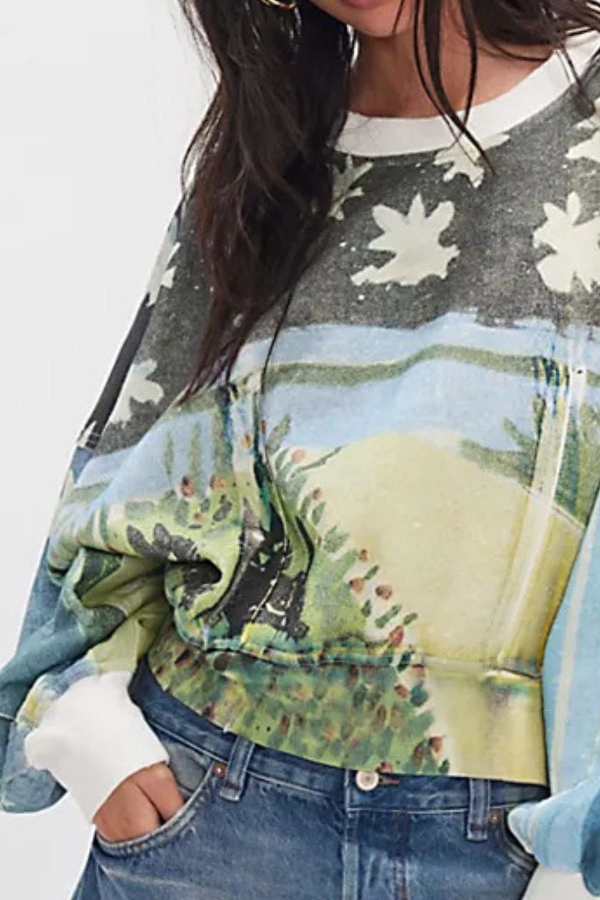 Graphic Printed Dropped Shoulder Sweatshirt