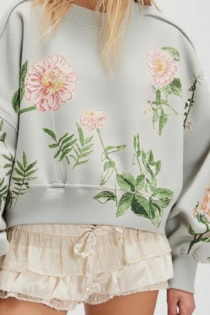 Graphic Printed Dropped Shoulder Sweatshirt