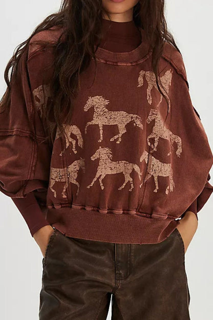Graphic Printed Dropped Shoulder Sweatshirt