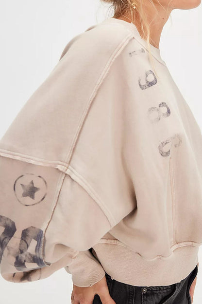 Graphic Printed Dropped Shoulder Sweatshirt