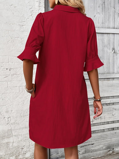 Harper | Women's Button-Down Shirt Dress 3/4 Sleeve Knee Length