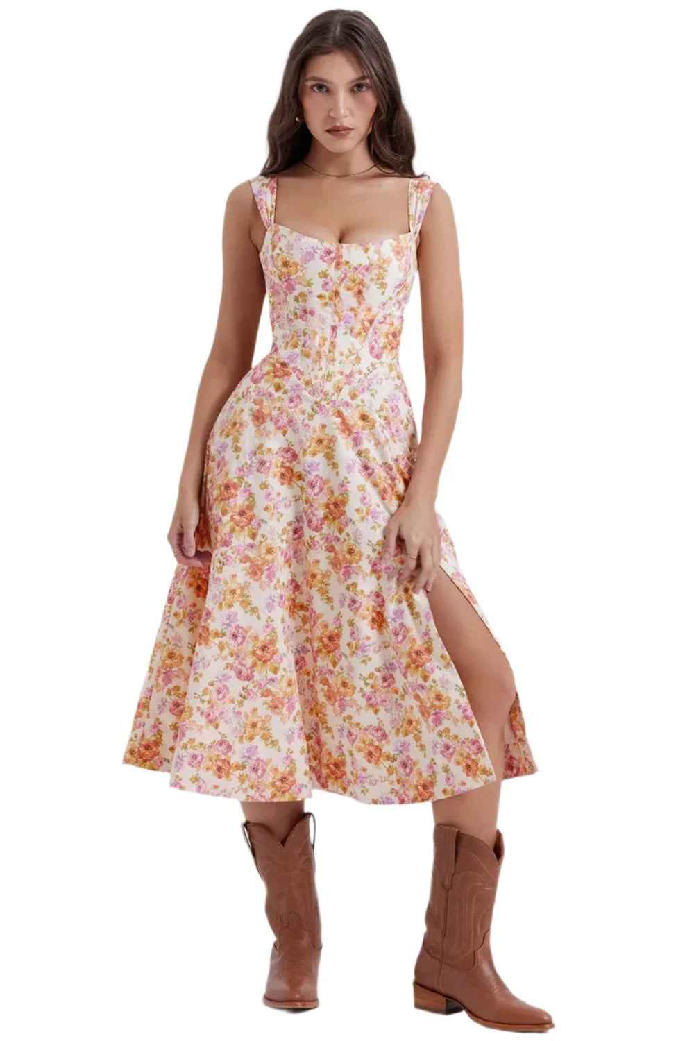 Women Floral Print Long Dress | Corset Dress | Casual Party Dress Beirut