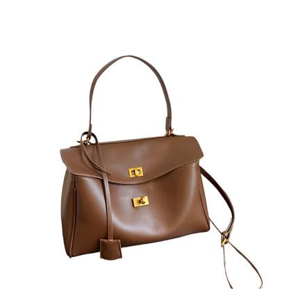 Women French Handbag | Luxury Shoulder Bag | Large Capacity Metal Buckle Tote Bag brown