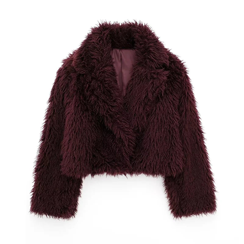 Women Burgundy Fur Coat | Wine Red Jacket Burgundy