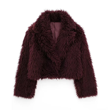 Women Burgundy Fur Coat | Wine Red Jacket Burgundy